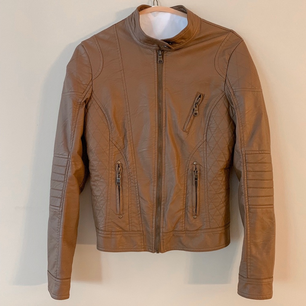 Fabrik Brown Faux Leather Jacket